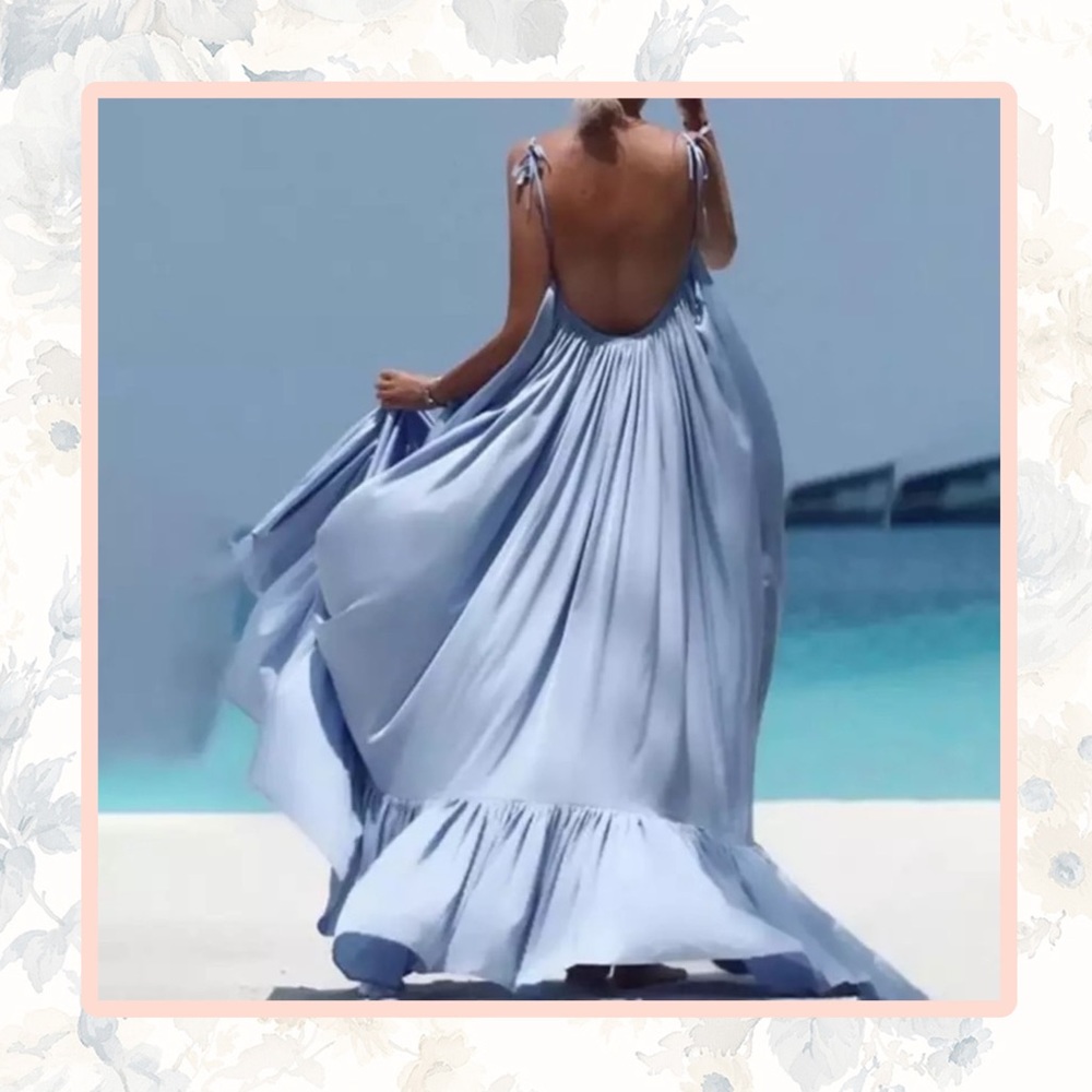 🎀 2XL FLOW DRESS MAXI LONG POCKETS CASUAL PLUS EXTRA LARGE BLUE TORRID CHIC TALL